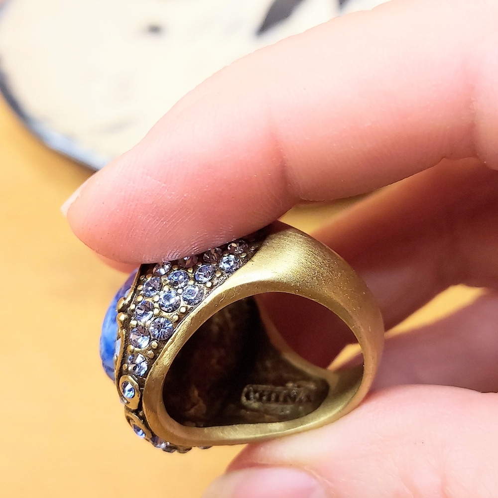 HEIDI DAUS Blue Scarab & Rhinestone Egyptian Style Ring - Picture 6 of 7